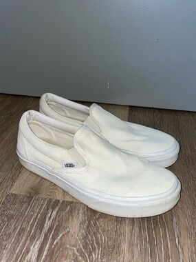 White Vans Classic Slip-On Shoes